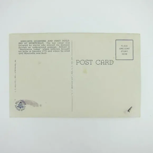 Vintage Postcard Charlottesville Virginia Jefferson Monticello Servants Quarters - Picture 4 of 15